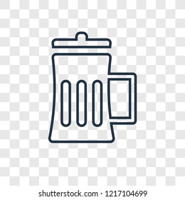 Beer mug concept vector linear icon isolated on transparent background, Beer mug concept transparency concept in outline style