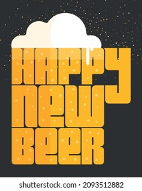 Mugre de cerveza diseñada con una nueva tipografía feliz de cerveza