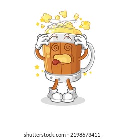 der Bierkrug schwindelig Kopf Maskottchen. Cartoon-Vektorgrafik