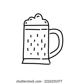 Beer mug doodle icon. Hand drawn black sketch. Vector Illustration.