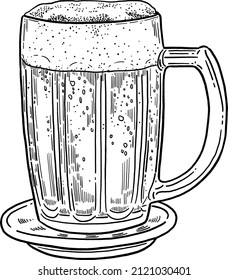 Beer Mug draft beer Brewery Hand drawn line art illustration