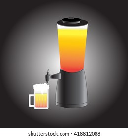 beer mug and  Draft beer tower tap, vector illustration.