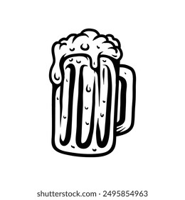 beer mug drawing coloring line art style sketch classic vintage design illustration