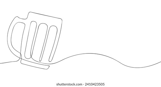 A beer mug drawing in one line. Beer mug vector icon.