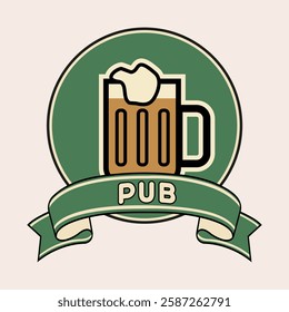 beer, mug, drink, glass, vector, alcohol, design, patrick, illustration, bar, pub