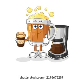 der Bierkrug trinkt Kaffeemaschine. Zeichenvektor