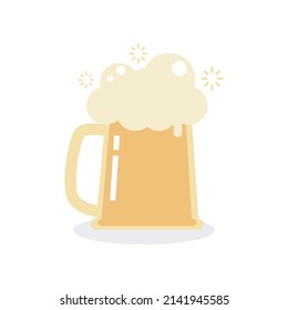 Beer mug, Drinking Beer icon Flat isolated on white background vector illustration.