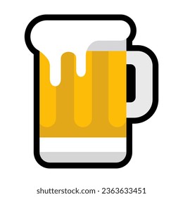 Icono de emoticono de la taza de cerveza aislado en fondo blanco. Vector de jarra de cerveza