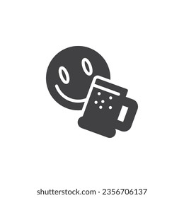 Beer mug and emoji vector icon. filled flat sign for mobile concept and web design. Smiley and beer glyph icon. Symbol, logo illustration. Vector graphics