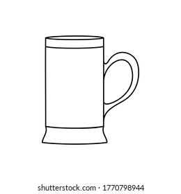 beer mug. Empty outline, simple style, isolated on a white background