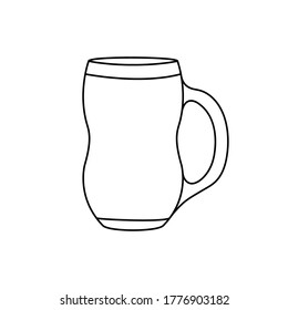 beer mug. Empty outline, simple style, isolated on a white background