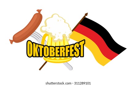 Beer mug and flag of Germany - symbol Oktoberfest. Vector illustration