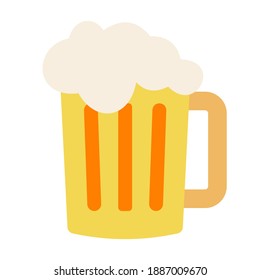 Beer mug flat icon isolated on white background