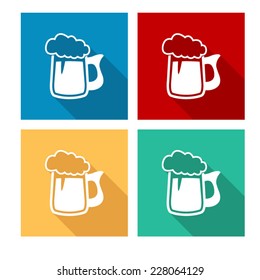 Beer mug  - flat icon with long shadow