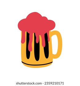 Beer Mug Flat Style Icon. Cartoon Vector Illustration