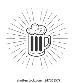 Beer mug with foam badge vector illustration isolated on white background