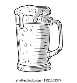beer mug with foam drink icon sketch isolated vector illustration