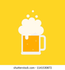 Beer mug with foam. Flat vector illustration. Isolated