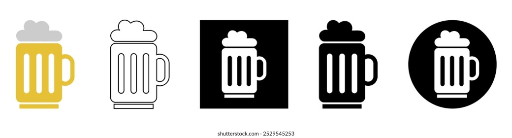 Beer mug with foam, Glass of beer, Bar, pub vector pictogram sign icon symbol ui and ux design, glyphs and stroke line