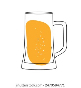 Beer mug with foam. Beer glass icon isolated on white background. Alcohol symbol. Vector illustration.