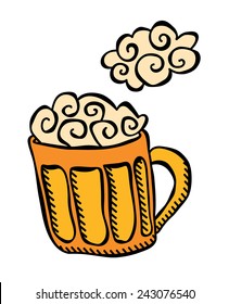 beer mug with foam and golden beer
