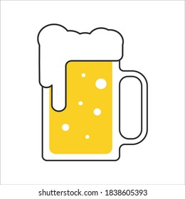 Beer mug with foam icon in flat style isolated illustration