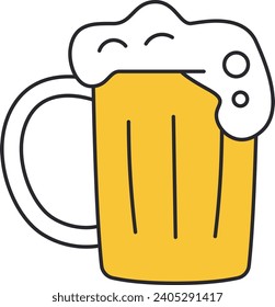 Bierkrug mit Schaumsymbol im flachen Stil einzeln auf weißem Hintergrund. Vektorgrafik.