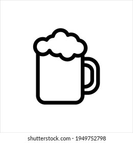 Beer mug with foam icon. Glass of beer outline. vector sign. Bar, pub symbol, logo illustration.