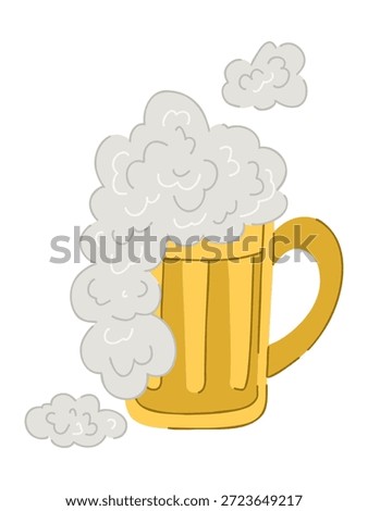 Beer mug with foam icon. Lager beer flat illustration. Vector element isolated on a white background