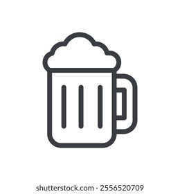 Beer mug with foam icon Vector logo outline