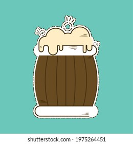 Beer mug with foam icon within cut lines