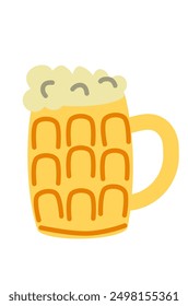 Beer Mug with Foam Illustration. Traditional Oktoberfest Symbol.