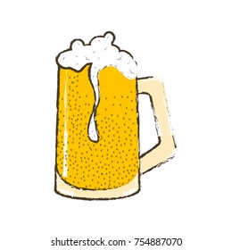 Beer mug with foam isolated on white background, Vector illustration