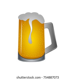 Beer mug with foam isolated on white background, Vector illustration