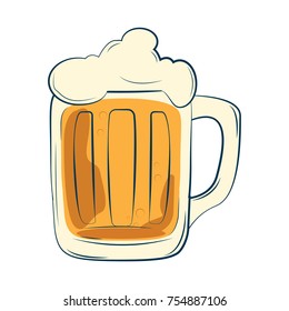 Beer mug with foam isolated on white background, Vector illustration