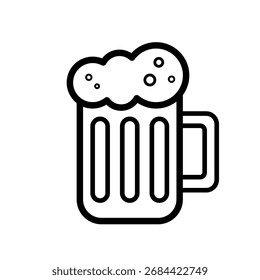 Taza de cerveza con espuma - icono de Vector de línea