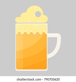 Beer mug with foam on top.Flat design