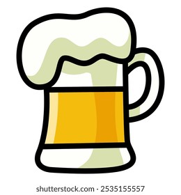 Beer mug with foam on white background