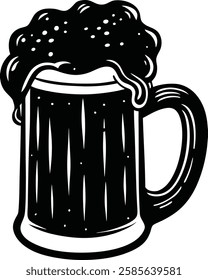 Beer Mug with Foam Silhouette Vector Illustration