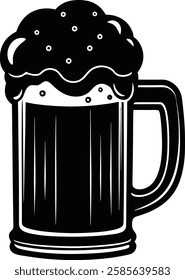 Beer Mug with Foam Silhouette Vector Illustration