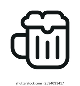 Beer mug with foam UI icon, pub minimal line vector symbol