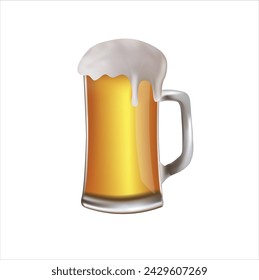 Beer mug with foam, vector