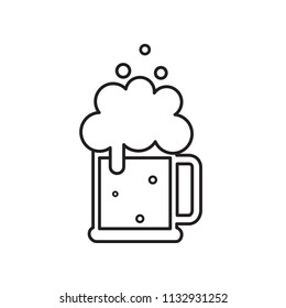 Beer mug with foam. Vector black beer icon. Symbol Template Logo. Isolated vector illustration.