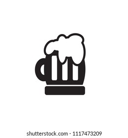 Beer mug with foam vector icon on white background simple design