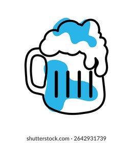 Beer mug with foam. Vector illustration