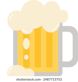 Beer mug with foam.Glass of beer.Cold beverage vector graphic.