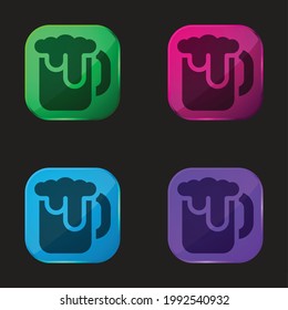Beer Mug four color glass button icon