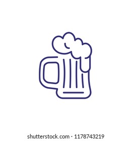 Beer mug with froth line icon. Alcohol, pub, Oktoberfest. Restaurant concept. Vector illustration can be used for topics like drinks, holiday, addiction