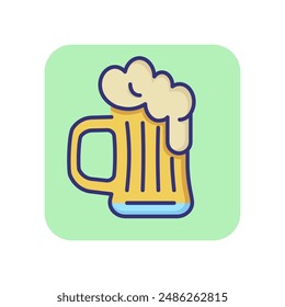 Beer mug with froth line icon. Alcohol, pub, Oktoberfest. Restaurant concept. Vector illustration can be used for topics like drinks, holiday, addiction