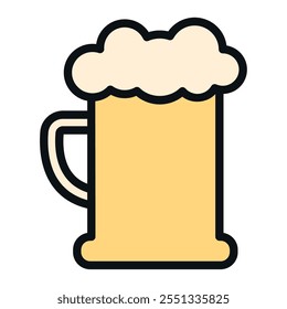 Beer mug with frothy foam on top, Vector